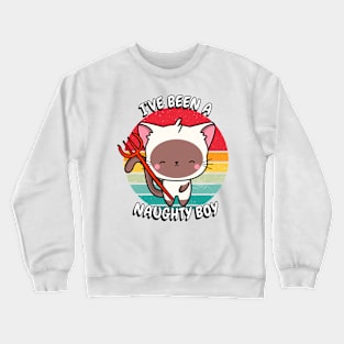 Cute white Cat is a naughty boy Crewneck Sweatshirt